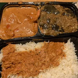 3rd item free w/ Yelp check-in. Tikka masala, eggplant special &amp; tandoori chx.