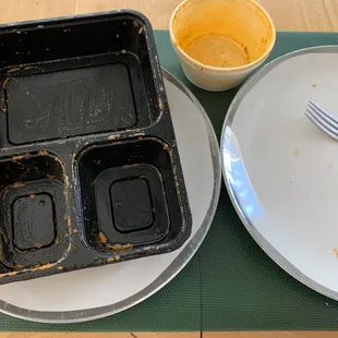 Double tikka masala &amp; chx curry leavings of leftovers for lunch.