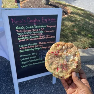 Birthday cookie and the menu