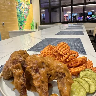 chicken wings and fried chicken, food