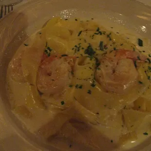 Fettuccine Alfredo with shrimp