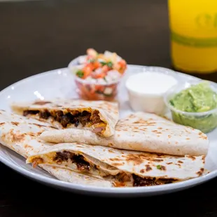 a plate of quesadillas