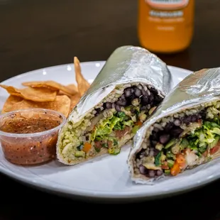 a burrito and chips