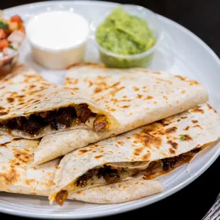 two quesadillas on a plate