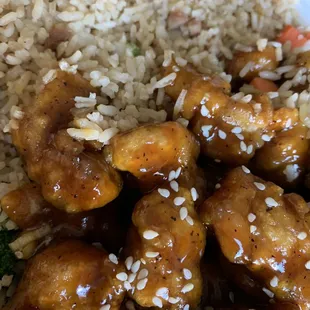Sesame chicken &amp; fried rice