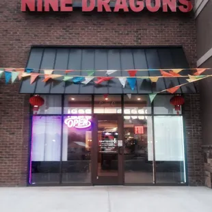 the entrance to a chinese restaurant