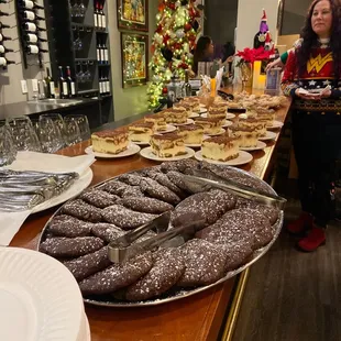 a woman serving desserts