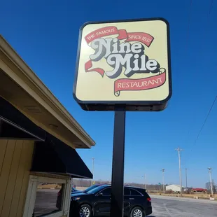 the sign for nine mile
