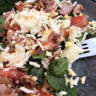 Side spinach salad with house bacon dressing