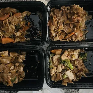 Oily 1/2 portions of Chicken Pad See Ew and Pork Pad See Ew