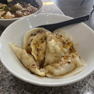 Sichuanese-style dumplings - waiter recommended double-dipping, and he was right!