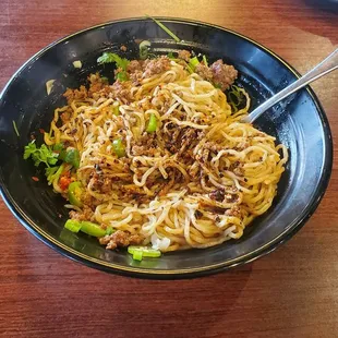 Minced beef noodles once you mix it with the oil!