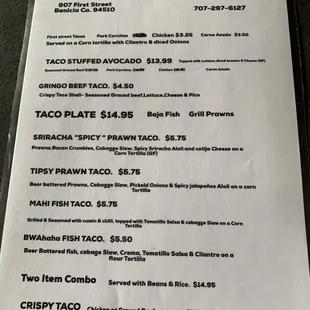 menu