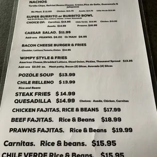 menu
