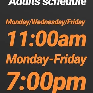 Adults schedule