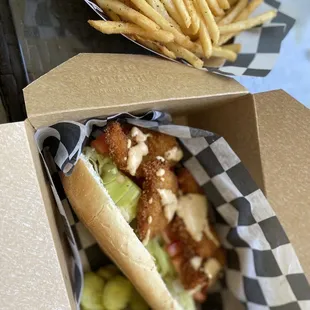 Shrimp Po Boy with Garlic Fries