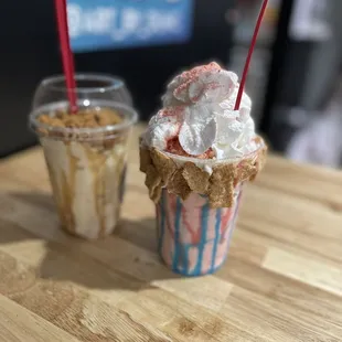 Biscoff Cookie &amp; Strawberry Shortcake with Cinnamon Toast Crunch rim