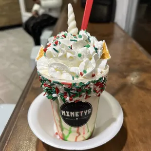 Christmas unicorn milkshake