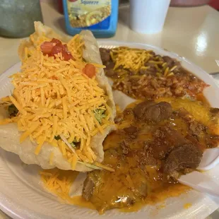 a plate of taco and cheese