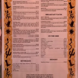 Updated menu (10/2021). New prices.