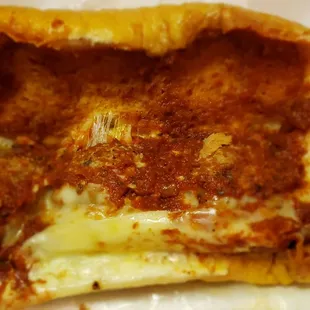 In side the meatball sandwich