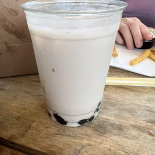 Brown sugar boba tea. Tasted like watery milk with clearly a terrible ratio of [overcooked] boba.