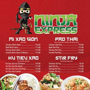 the menu of the restaurant
