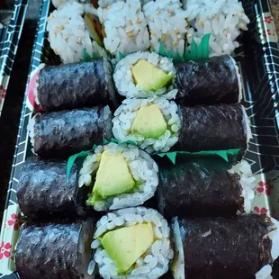 Avocado rolls and a honey peanut avocado roll