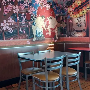 One corner of the seating area