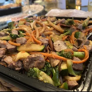 Steak, veggies and Mongolian sauce- YUM!!