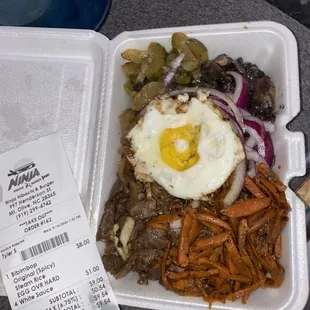 Bibimbap with OVER HARD egg? Questionable and disgusting.