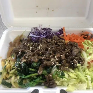 Bibimbob it was very fresh love it . I requested it with no egg extra veggies