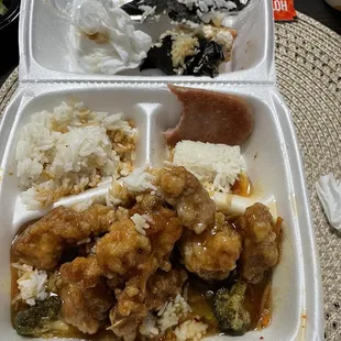 Mystery meat "Orange chicken"