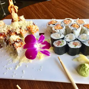 Firefly roll, Spicy and Yellowfin rolls.  Firefly be like