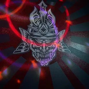 a skull with a helmet on