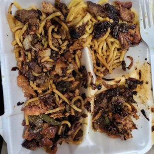noodles and meat