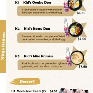 sushi and sashimi, menu