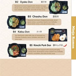 sushi and sashimi, menu