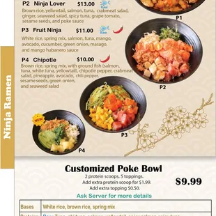 ramen and noodles, menu