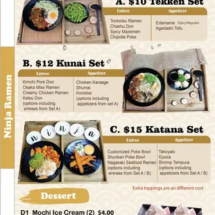 ramen and noodles, menu