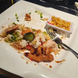 Half eaten because it was so good it was hard to stop eating it.