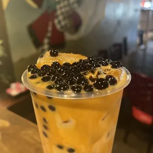 a cup of bubble tea
