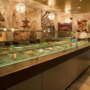 interior, sushi and sashimi