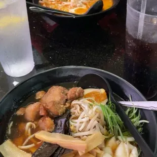 Shoyu Ramen (me)  Hokkaido Spicy Miso Ramen (partner)
