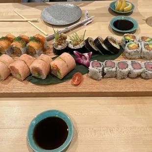 interior, sushi and sashimi