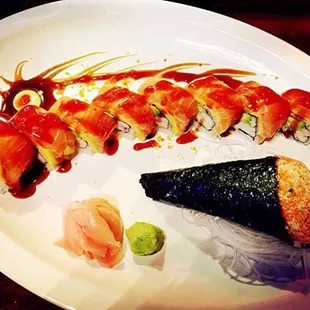 a plate of sushi and steak house