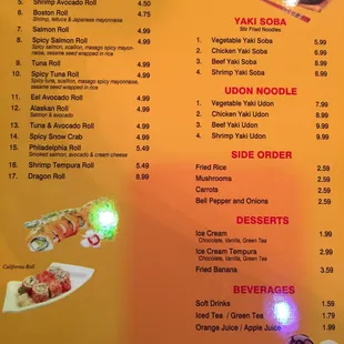 menu