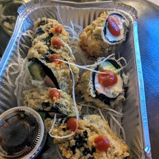 Fried salmon roll-really good and really good cold the next day!