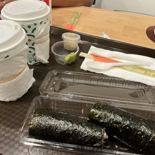 Miso soup and hand roll