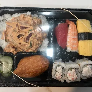 Bento box with spicy ahi poke